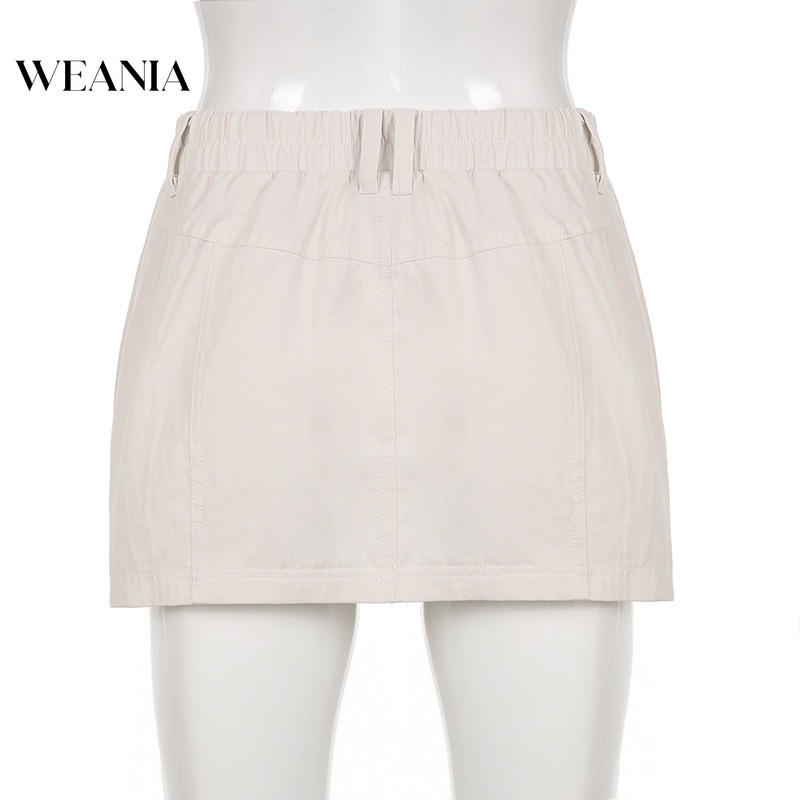 Chân Váy Midi Màu Trơn Phối Túi Thời Trang Đường Phố Cá Tính Cho Nữ