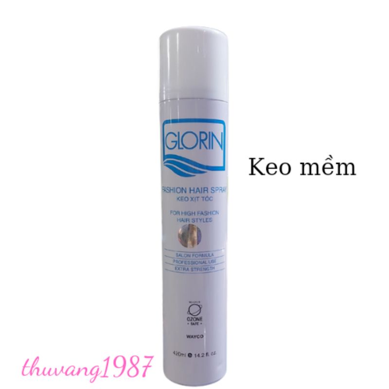 Keo xịt tóc tạo kiểu cứng và mềm Glorin 420ml