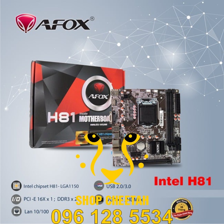 Main Afox H81 ( LGA1150 ) – Chính hãng – Bảo hành 2 năm – Hỗ trợ Chip Intel socket 1150 – Bo mạch chủ máy tính