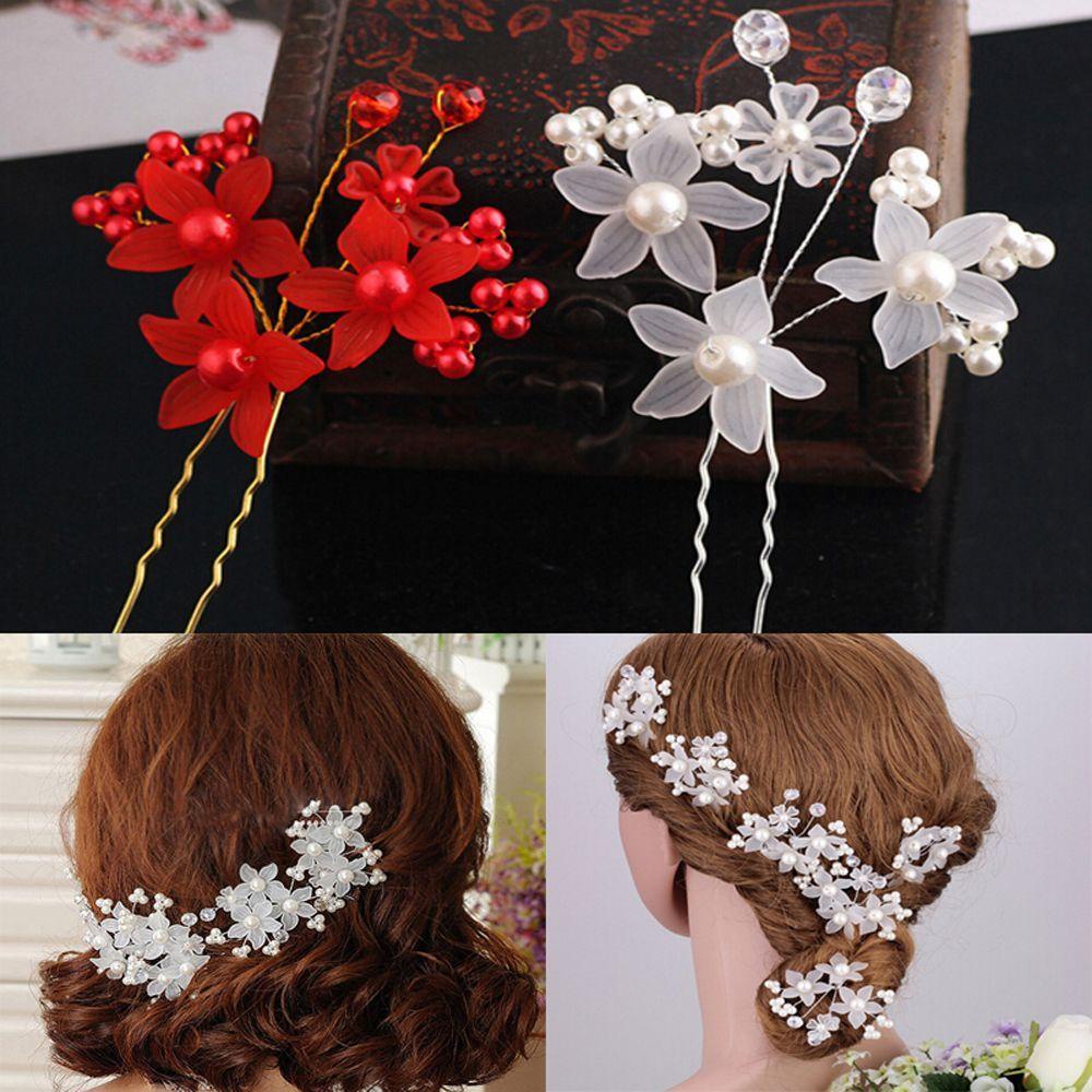 Bộ 6 Phụ Kiện Cài Tóc Cô Dâu Thiết Kế Mới Xinh Xắn Thời Trang|Kẹp Tóc Hình Nơ Dễ Thương