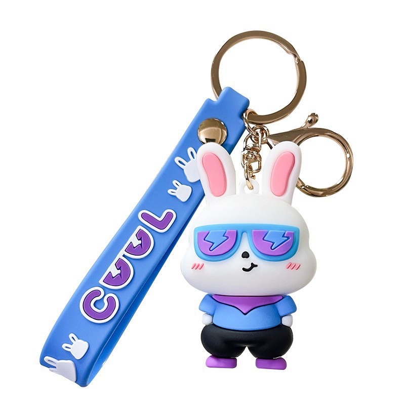 [ HCM ] Móc khoá thỏ đeo kính dùng treo balo , móc khoá ko bị thất lạc