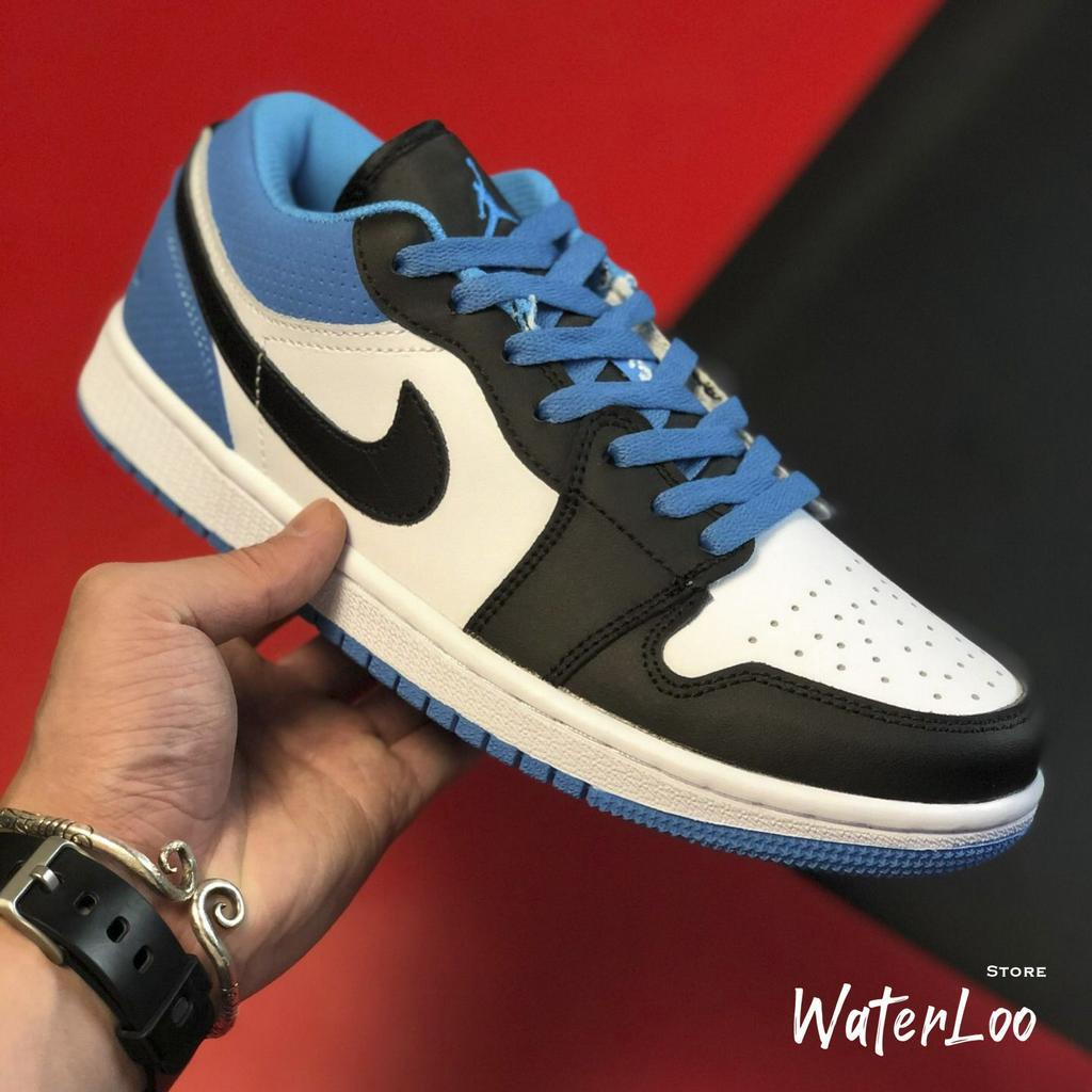 Giày Thể Thao Sneakers AIR JORDAN 1 Low Laser Blue (GS) đen trắng gót xanh dương cổ thấp