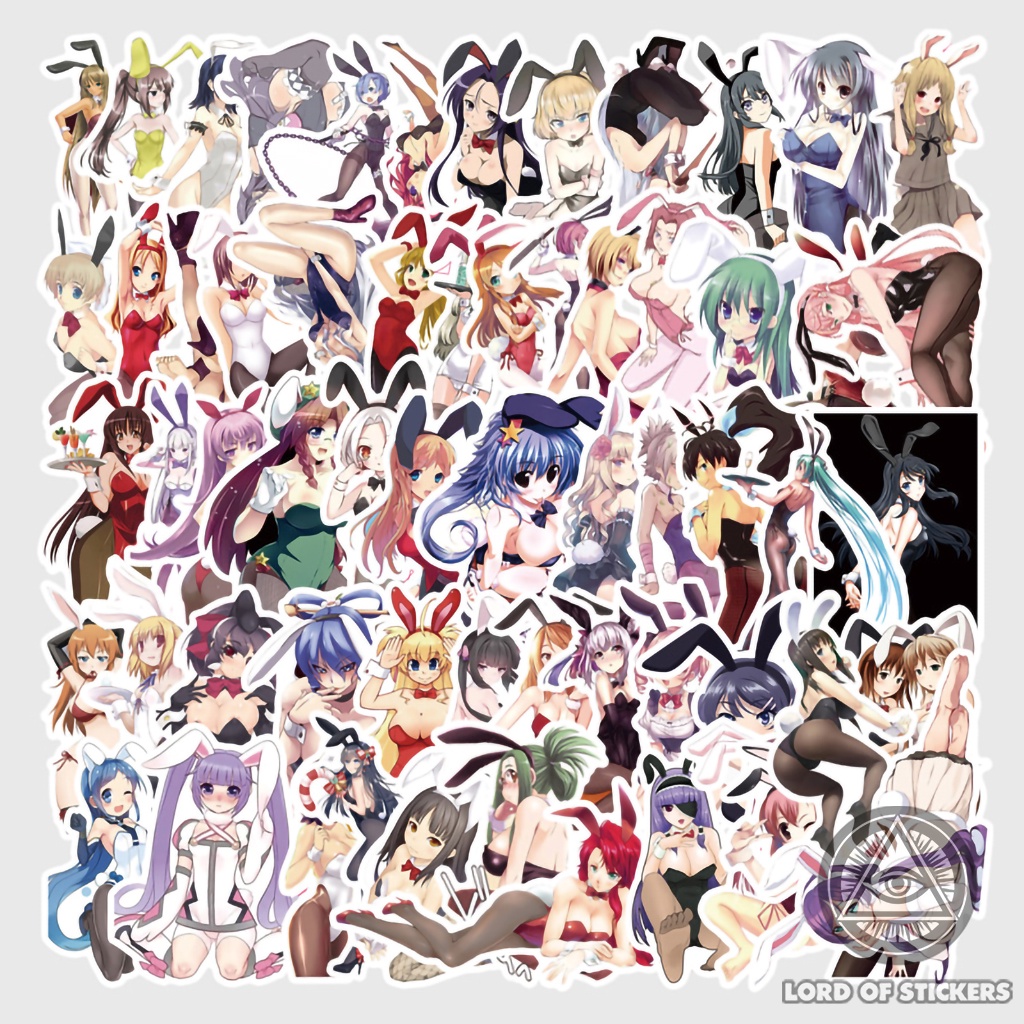 Set 61 Hình Dán Cô Gái Thỏ Anime Waifu Sticker Sexy Bunny Girl Chống Thấm Nước Trang Trí Mũ Bảo Hiểm, Laptop, Ván Trượt