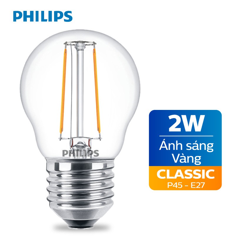 Bóng đèn Philips LED Classic 2W 2700K E27 P45 - Ánh sáng vàng