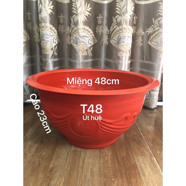 Chậu nhựa bít lổ trồng sen 5 cái T48 đỏ gạch dày dặn