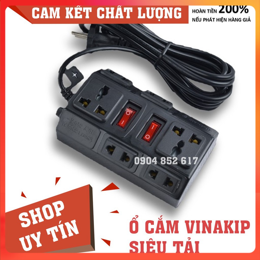 💥Chính Hãng💥 Ổ cắm điện VINAKIP Rạng Đông USB 4 lỗ 6 lỗ, 2 công tắc, 3 ngả, 2500W công suất cao, Bảo hành Dài