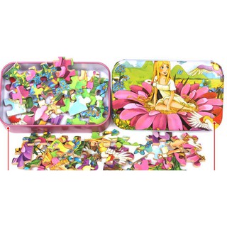 Xếp hình gỗ puzzle 60 mảnh hộp thiếc, mẫu nai vàng