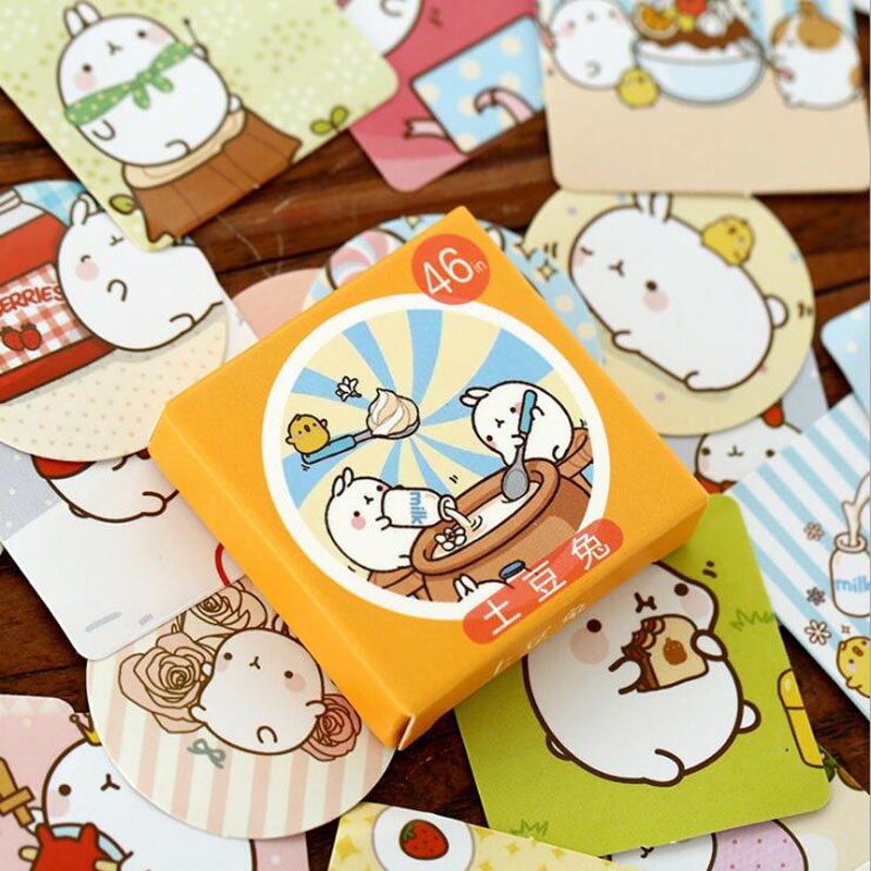Hộp 46 Miếng Dán Hình Thỏ Đáng Yêu Trang Trí