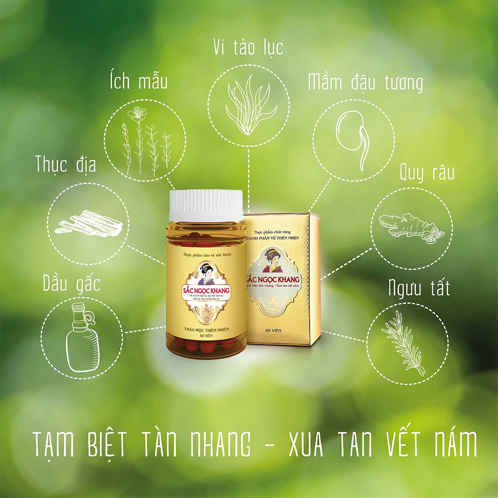 Bộ đôi kết hợp giảm nám 2 [Viên uống Sắc Ngọc Khang vi tảo lục &  Kem dưỡng da ban đêm Sắc Ngọc Khang 30g] | BigBuy360 - bigbuy360.vn