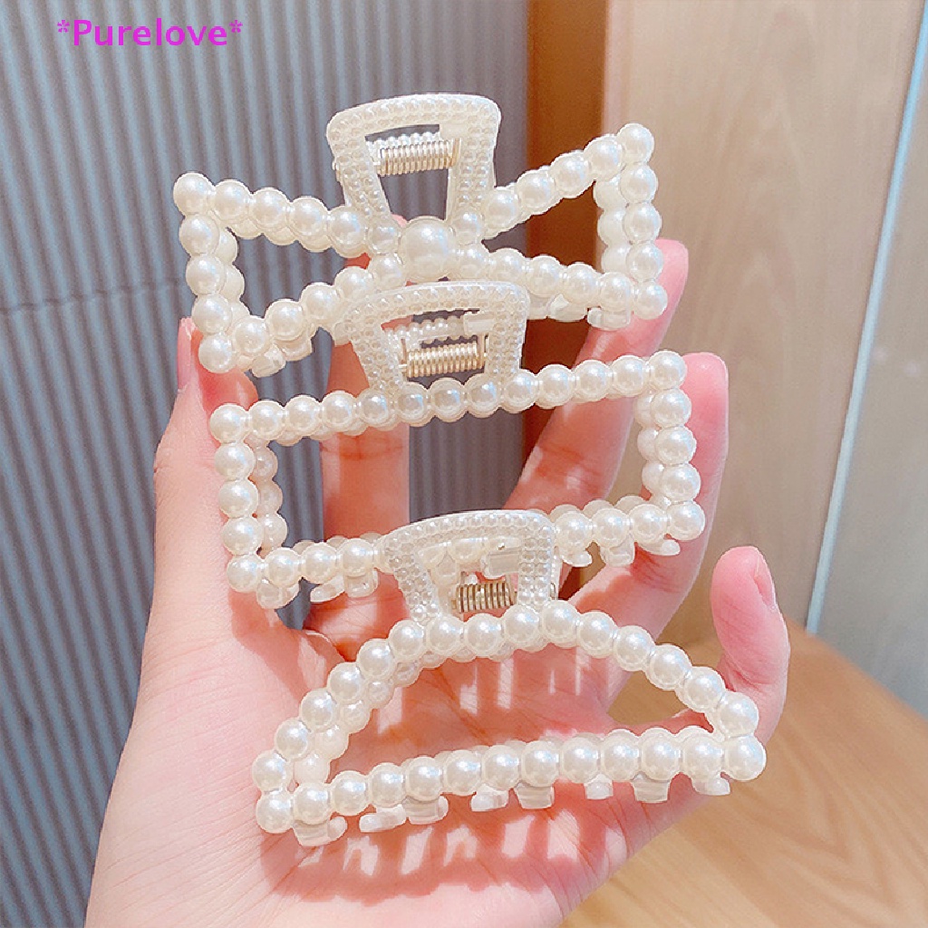 Kẹp Tóc Càng Cua Đính Ngọc Trai Acrylic Kích Thước Lớn Dành Cho Trang Điểm Mới