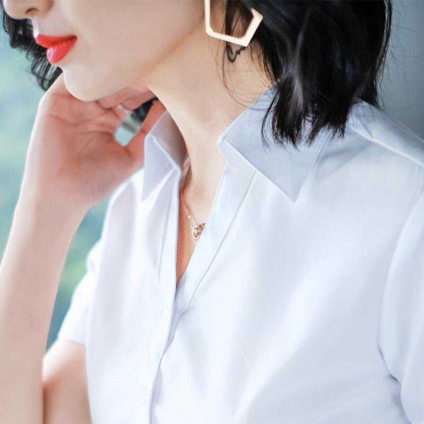 Áo Sơ Mi Nữ Tay Ngắn  màu trơn VC02 Thời Trang ERINA Chất Kate Mềm Mịn,Thoáng Mát