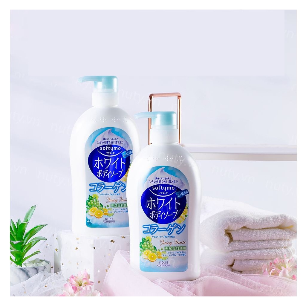 Sữa Tắm Dưỡng Ẩm Săn Chắc Da Hương Trái Cây Kose Softymo White Body Soap - Juicy Fruits (600ml) chính hãng