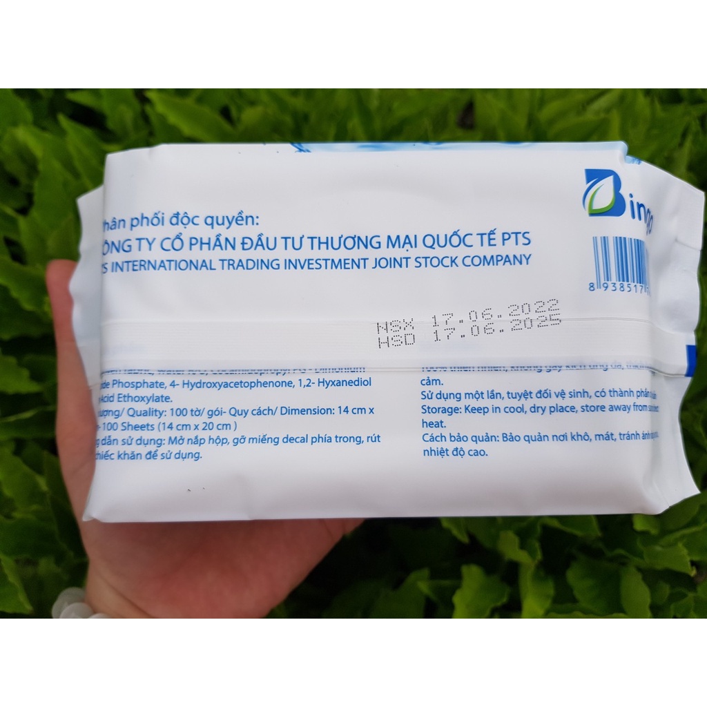 Khăn giấy ướt cho bé tinh chất trà xanh gói 108 miếng, bỏ túi tiện lợi