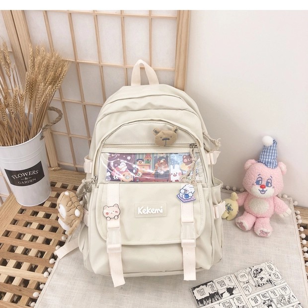 Balo vải ulzzang trong suốt, ba lô nữ thời trang đi học. B099 cặp đi học 2 nịt trong suốt apas