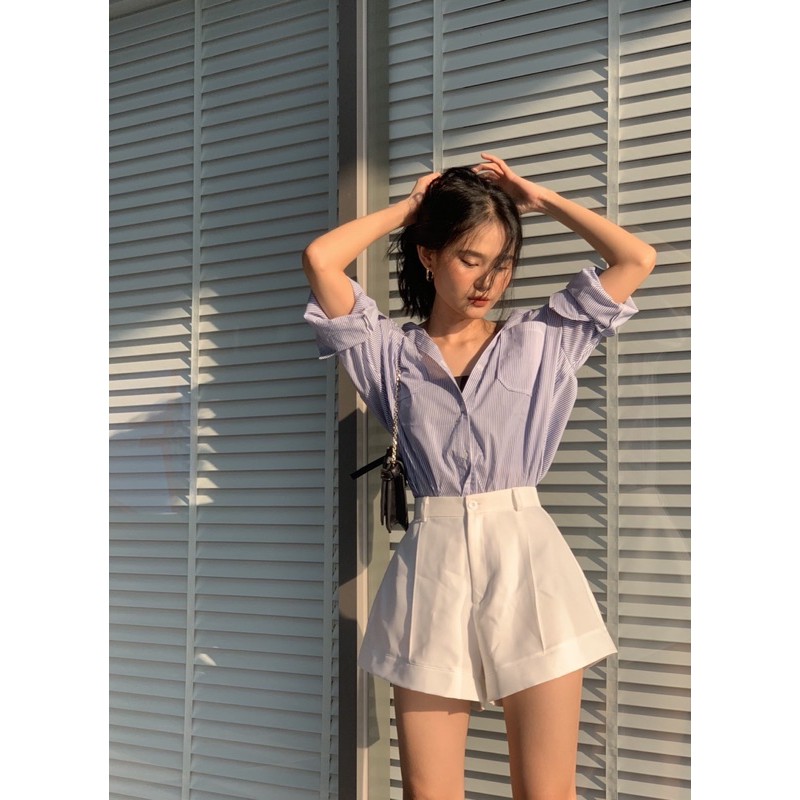 Áo sơmi kẻ sọc xanh 2 túi | BigBuy360 - bigbuy360.vn