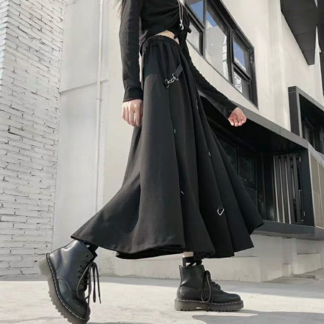 Chân váy đen phối khóa dây freesize (Ms C8) | BigBuy360 - bigbuy360.vn