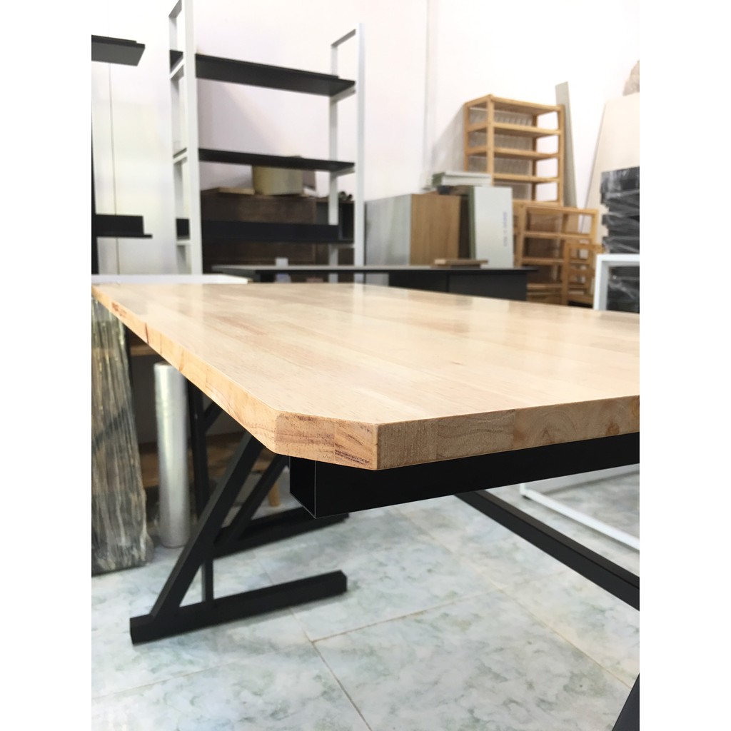 Bàn Làm Việc Chân Sắt - Mặt Gỗ Caosu | BigBuy360 - bigbuy360.vn