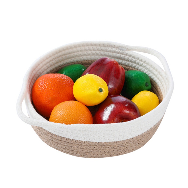 Bộ 2 Giỏ Đựng Trái Cây / Trang Sức / Chìa Khóa / Đồ Dùng Bằng Dây Cotton Bện Cỡ Nhỏ Tiện Dụng # 1