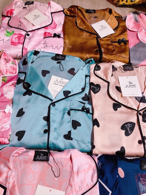 Bộ mặc nhà nữ pijama lụa Satin chất siêu đẹp quần dài áo dài