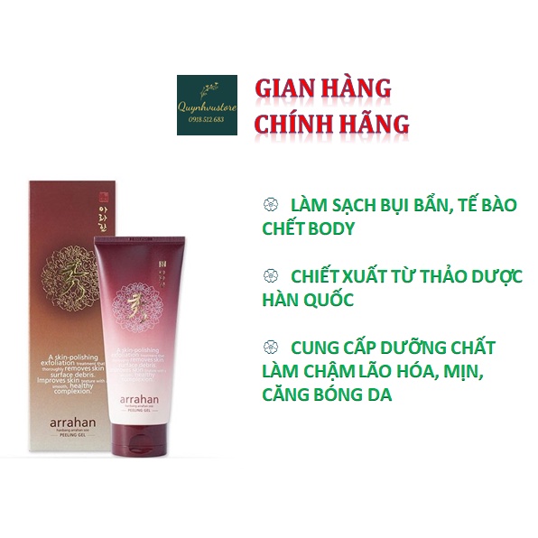 Tẩy tế bào chết body tẩy da chết Arrahan Peeling Gel chiết xuất Thảo dược 180ml