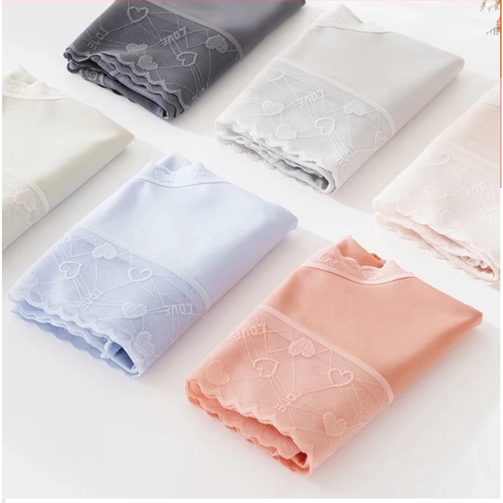 Quần lót nữ lụa băng - quần chip nữ tàng hình cạp ren họa tiết tim - có bigsize - mã QL06