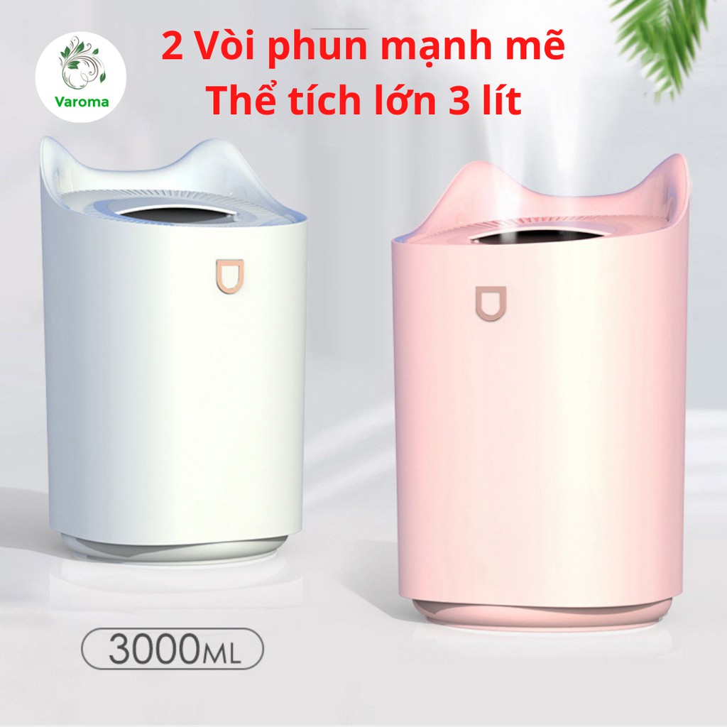 Máy Phun Sương Tạo Ẩm Khuếch Tán Tinh Dầu 3 Lít Humidifier đèn Led 7 Màu cho Phòng Lớn Bảo Hành 6 Tháng MX29