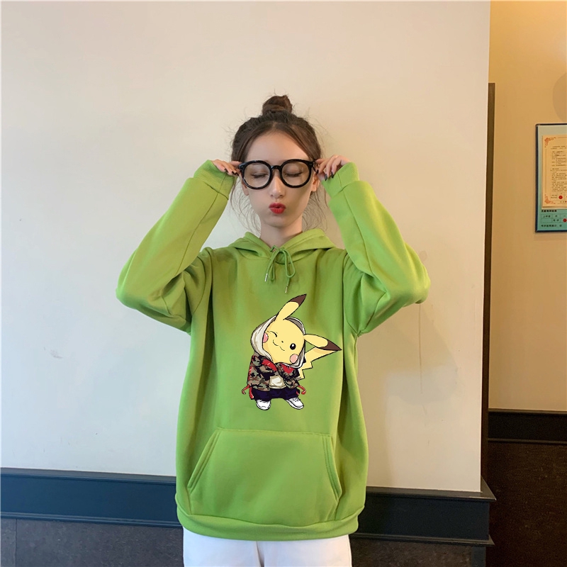 Áo Khoác Hoodie Tay Dài Dáng Rộng In Hình Pikachu Thời Trang Harajuku Cho Nam Nữ | BigBuy360 - bigbuy360.vn