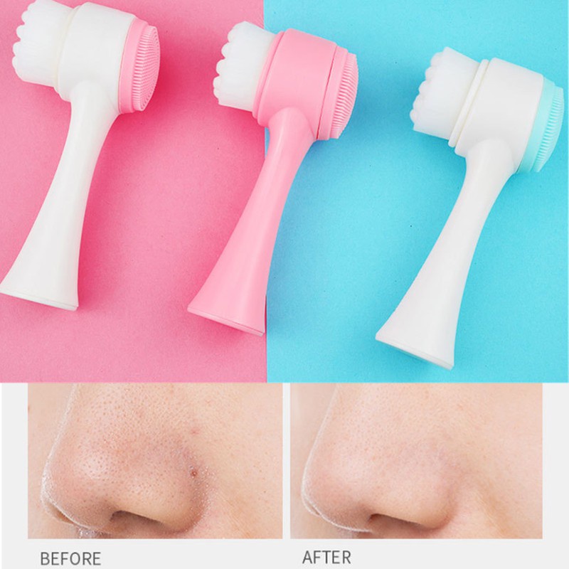 [Hàng mới về] Bàn Chải Silicon Mềm Rửa Mặt Massage Loại Bỏ Mụn Đầu Đen An Toàn Tiện Dụng