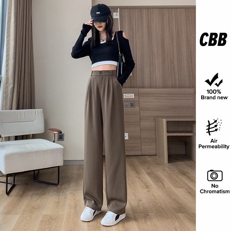 Porozi  Quần Dài Ống Rộng Lưng Cao Phong Cách Hàn Quốc Thời Trang Cho Nữ