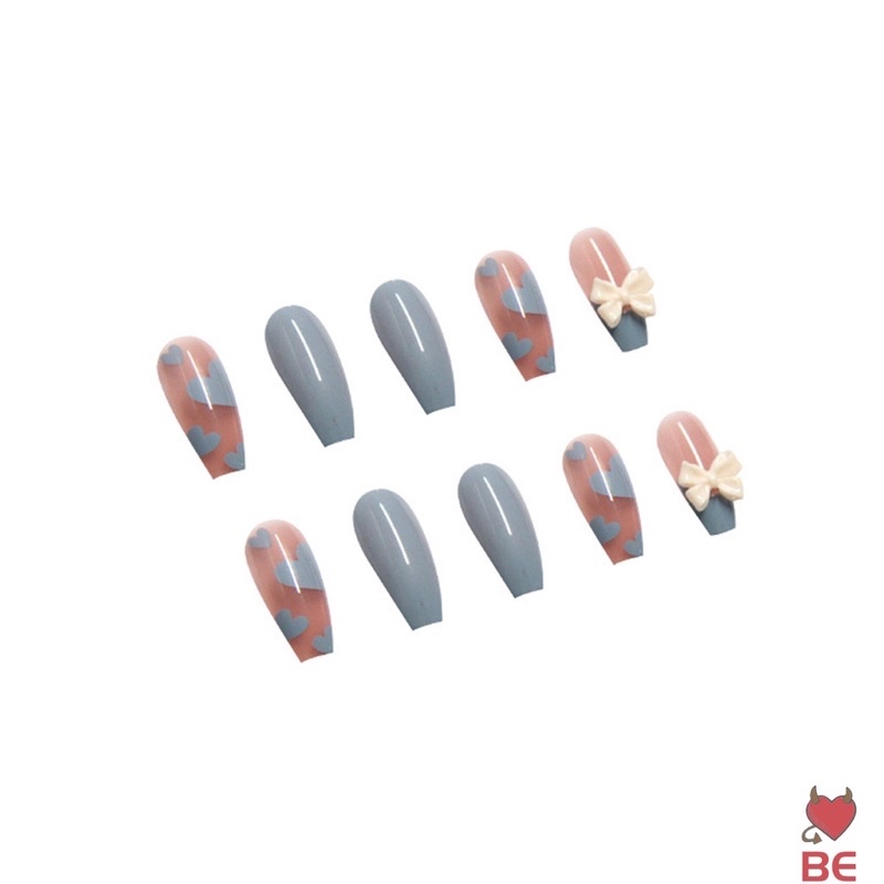 [Hàng mới về]Bộ 24 móng giả charm nơ xinh xắn