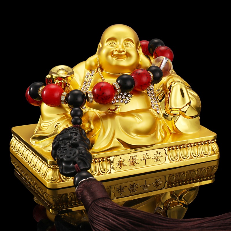 Tượng Phật Di Lặc Mạ Vàng Cao Cấp Trang Trí Trí Taplo Xe Hơi,Phật Cười Di Lạc Giúp Bảo Hộ Gia Chủ Gặp Giữ Hóa Lành
