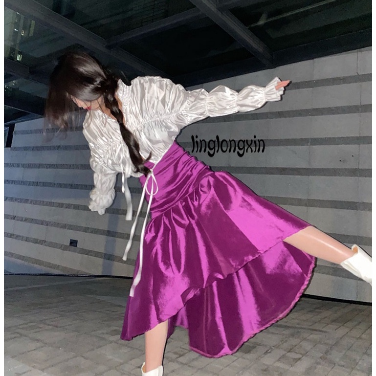 Áo Croptop Tay Phồng Khoét Lỗ Phong Cách Cổ Điển Gợi Cảm Y2K
