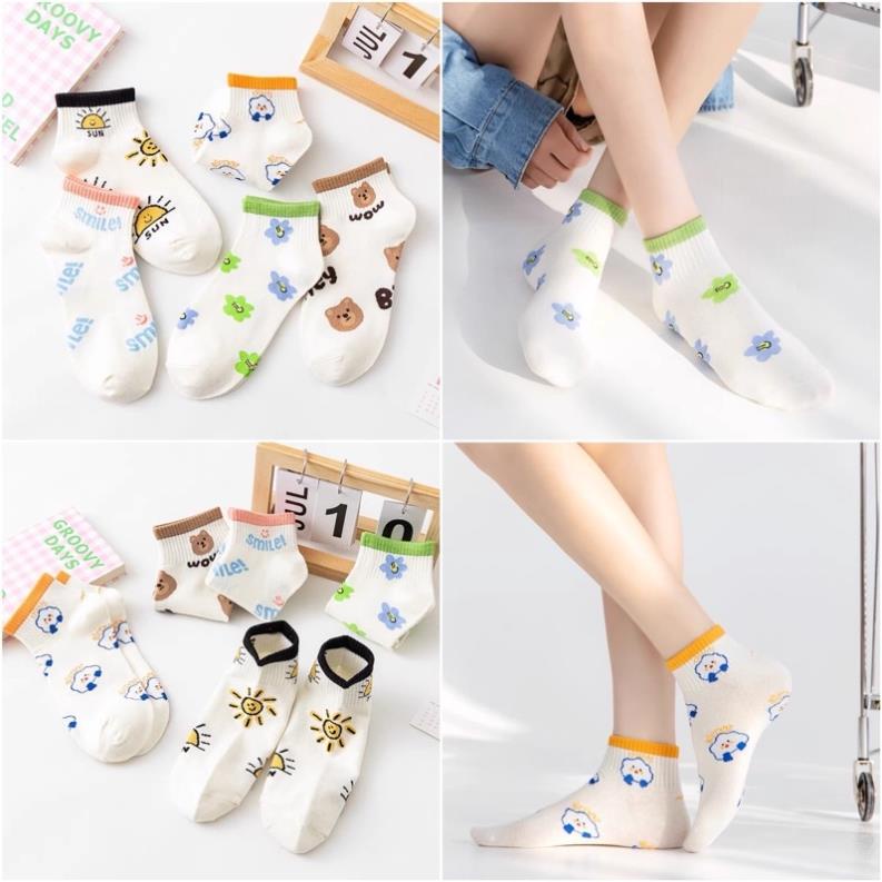 Tất Smile cổ ngắn nữ Softie, vớ nữ chất vải cotton co giãn bốn chiều thoáng khí tt6