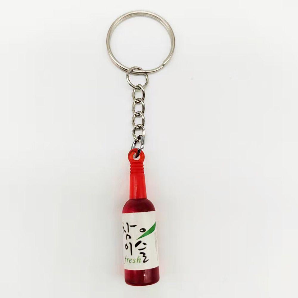 AARON1 Móc Khóa Hình Lon Rượu Soju Thủ Công Sáng Tạo