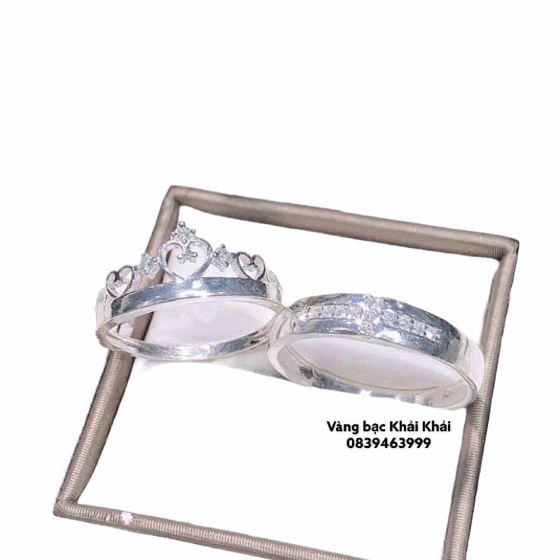Nhẫn đôi Bạc ta dày dặn , sáng bóng , gắn kết yêu thương - Vàng bạc Khải Khải