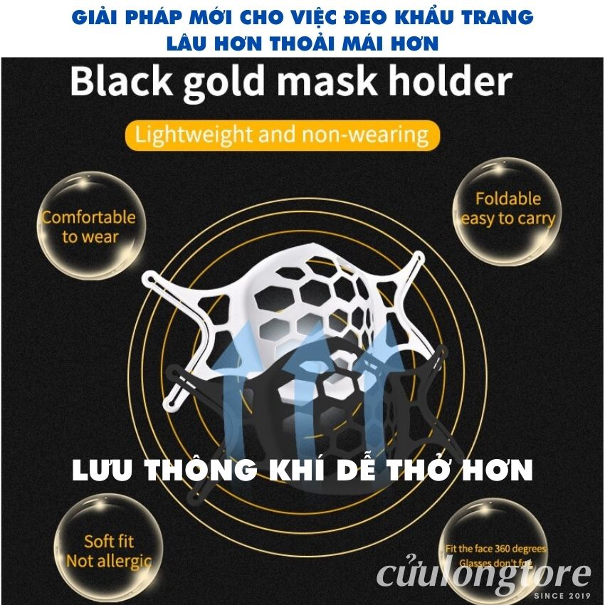 Giá Đỡ Mặt Nạ Móc Treo Khẩu Trang 3D Silicon mềm giúp kháng khuẩn thông khí dễ thở hơn khi đeo kiểu dáng hàn quốc