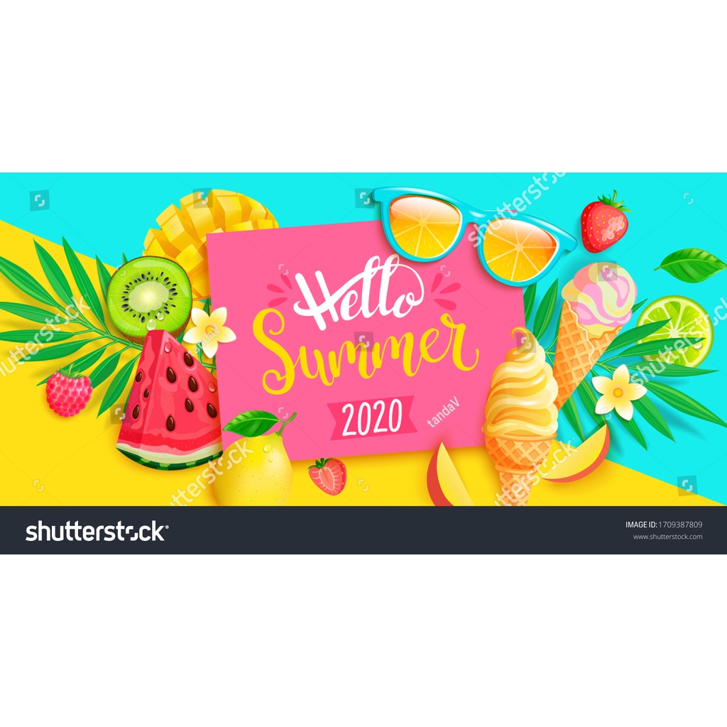 Tranh Dán Tường Giành Cho Quán Kem, Icream, Ốc Quế màu sắc sặc sỡ, tươi mát Nhiều Kích Thước Lựa Chọn, không giời hạn