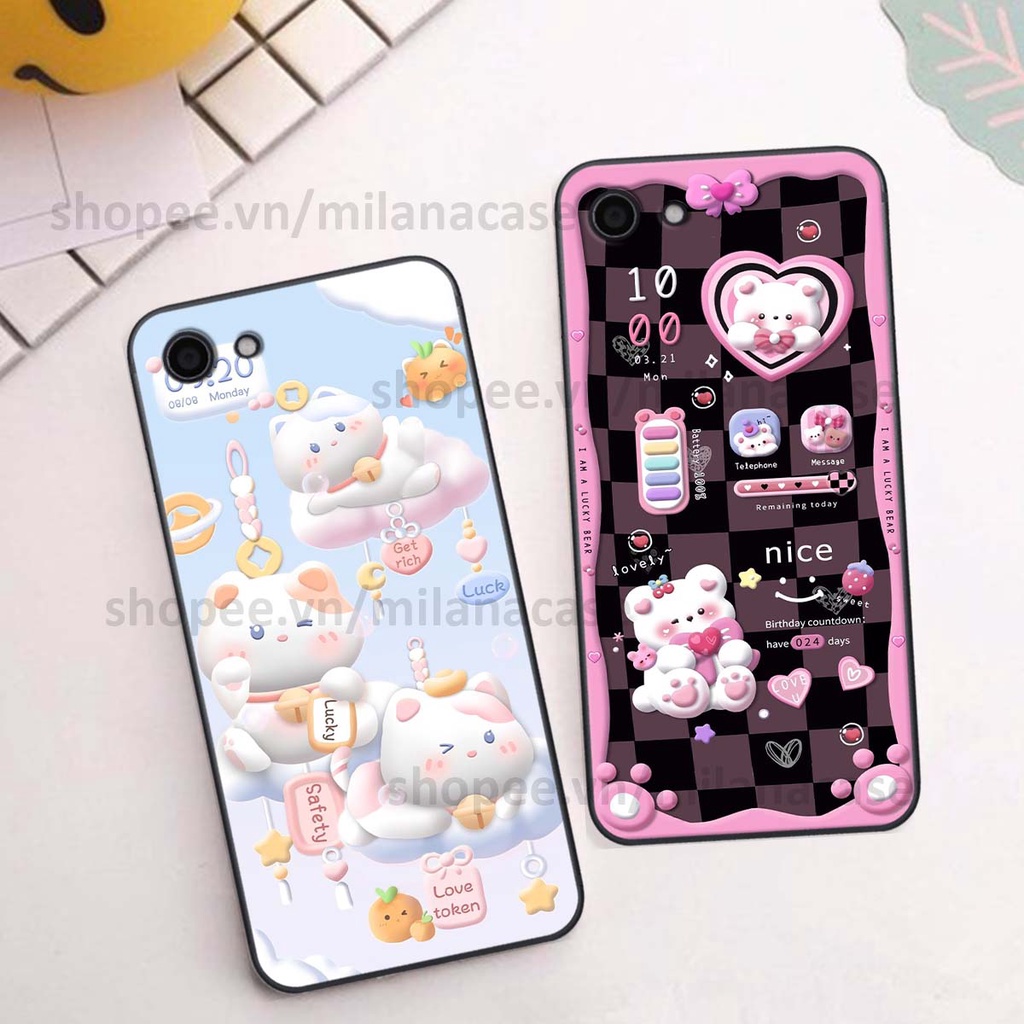 Ốp Vivo Y81 / Y83 hình đồng hồ icon gấu mèo cute cực dễ thương ngộ nghĩnh