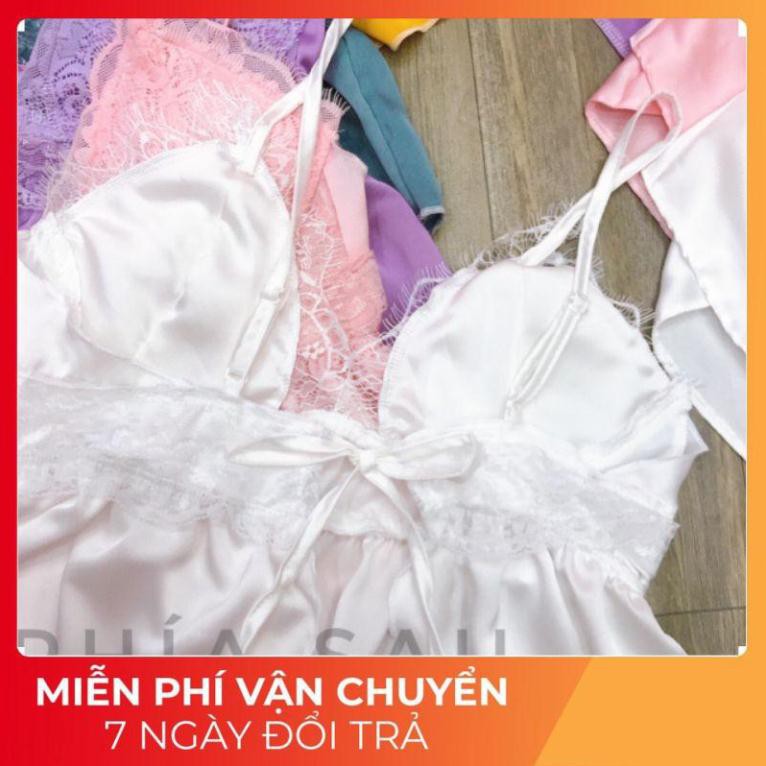 Đồ Ngủ Sexy Nữ Hai Dây Cột Lưng, Bộ Ngủ Sexy Chất Satin Cao Cấp 40-60kg | BigBuy360 - bigbuy360.vn