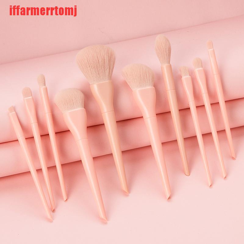 {iffarmerrtomj}10PCS Makeup Brushes Sets Foundation Blusher Brush Candy Cosmetic Make Up Tool LAD