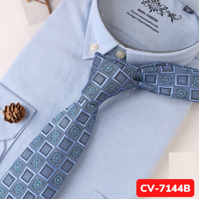 Cravat Nam cỡ trung 7cm cao cấp nhiều mẫu lựa chọn, cà vạt chú rể, Cavat dự tiệc, Calavat công sở CV-7144