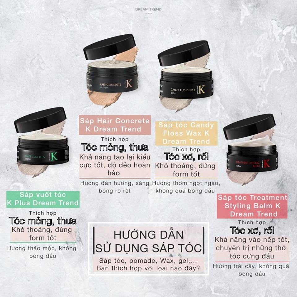 Sáp tóc Treatment Styling Balm K Dream Trend (đỏ) - Chất sáp đặc biệt dễ dàng làm sạch tránh gây bết bí tóc