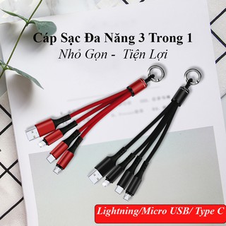 Cáp Sạc 3 Đầu Dòng 2A Ligting Micro Type C Iphone Android - QT
