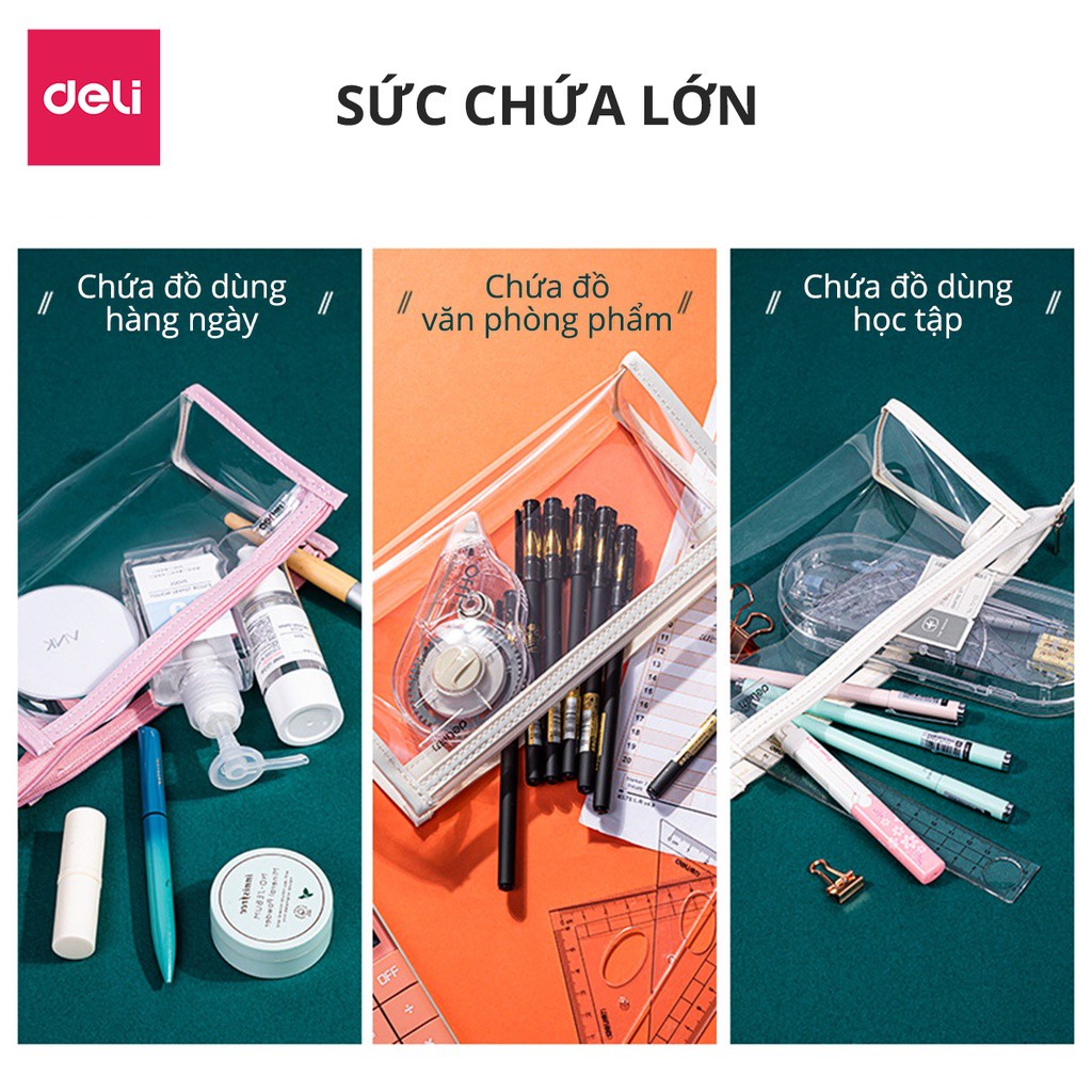 Túi đựng bút đồ dùng cá nhân trong suốt Deli - 67027