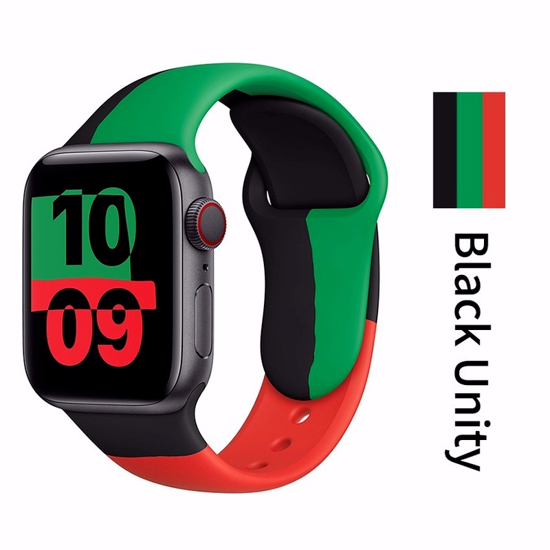 Dây Đeo Đồng Hồ Apple Watch Series 6 Se 5 4 3 2 1 38mm 40mm 42mm 44mm Bằng Cao Su Silicon Nhiều Màu Sắc