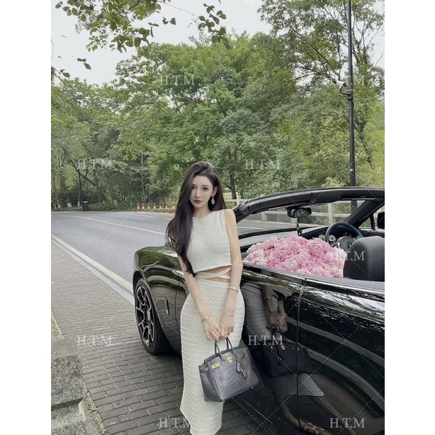 Set len croptop buộc dây eo