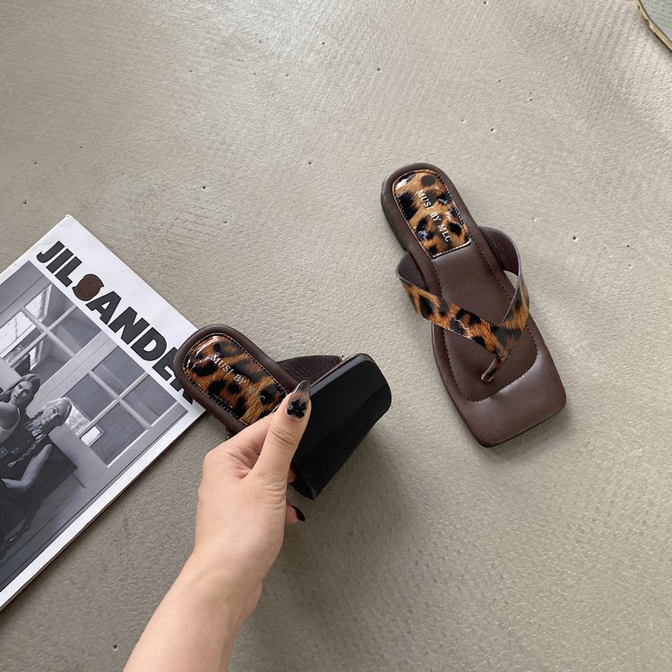 JINxCHOY Dép mũi vuông JINXCHOY đế thấp phong cách thời trang trẻ trung