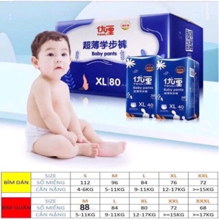 Bỉm quần/dán YOULI xanh S112 M96 92 L84 XL80 XXL72