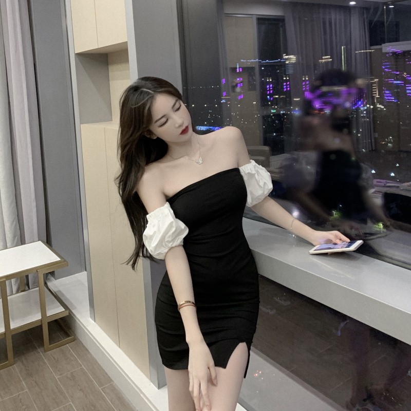 (SẴN S) Váy trễ vai xẻ đùi sexy quyến rũ đi chơi dự tiệc phong cách mới hot hit (có ảnh thật ở cuối)