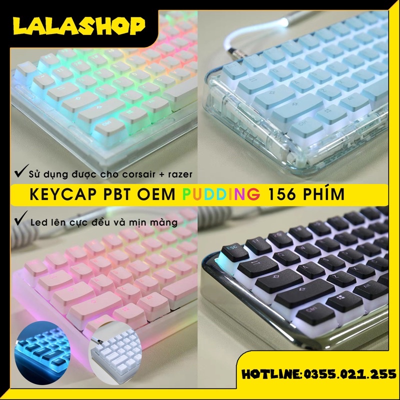 [FREESHIP] Set Bộ Keycap Pudding PBT 110 Phím Xuyên Led Cực Rẻ